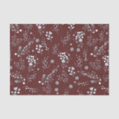 Rood met witte winterbessen tissuepapier (Voorkant)