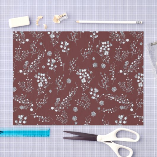 Rood met witte winterbessen tissuepapier (Craft)