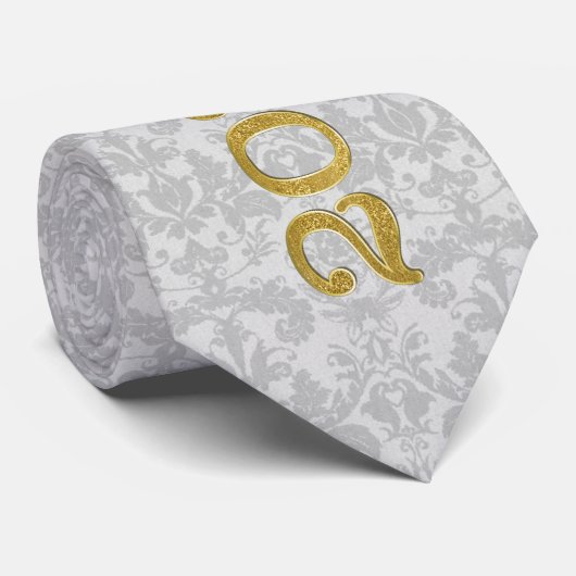 Rood met zilveren Damask Gold Class van 2025 Stropdas (Opgerold)