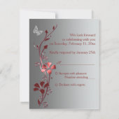 Rood met zilveren vlinders Antwoorden Kaart (Achterkant)