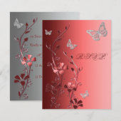 Rood met zilveren vlinders Antwoorden Kaart (Voorkant / Achterkant)