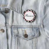 Rood met zwart en wit damast - Bruidsfeest Ronde Button 5,7 Cm (In situ)