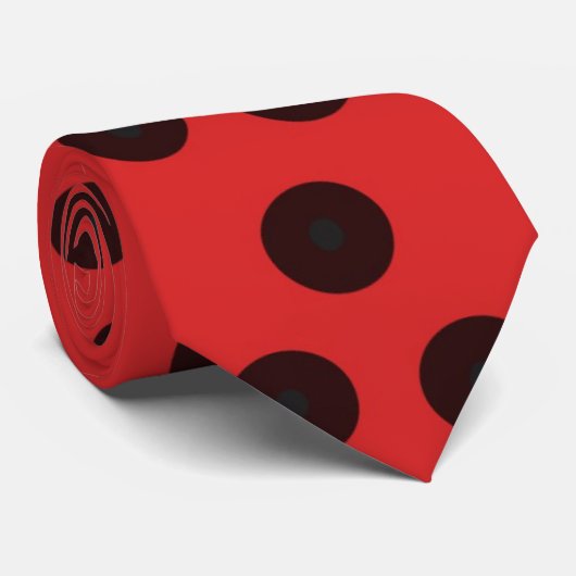 Rood met zwart Polkadot Stropdas Update (Opgerold)