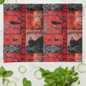 Rood met Zwart Theedoek (Gevouwen)