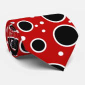 Rood met zwart/wit Stippen Stropdas (Opgerold)