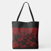 rood met zwarte en diepgewortelde schotels, bloeme tote bag (Achterkant)