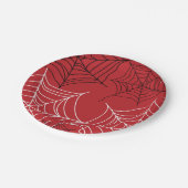 Rood met zwarte en witte spiderwebben Halloween Papieren Bordje (Gekanteld)