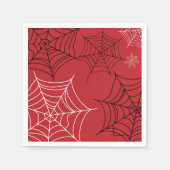 Rood met zwarte en witte spiderwebben Halloween Servet (Voorkant)