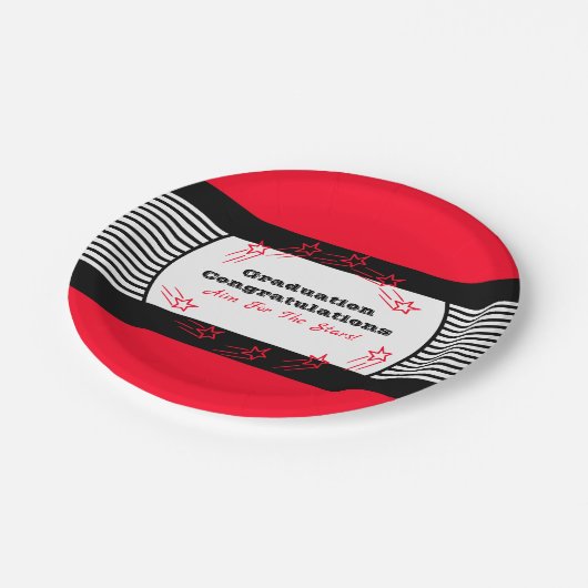 Rood met zwarte en witte streep papieren bordje (Gekanteld)