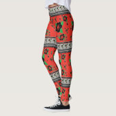 Rood met zwarte, stijlvolle bloem leggings (Links)