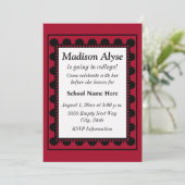 Rood met zwarte Stippen uit om college uit te nodi Kaart (Staand voorkant)