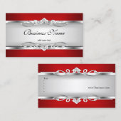 Rood Metaal Chroom Look Elegant Wit Stijl Zilver Visitekaartje (Voorkant / Achterkant)