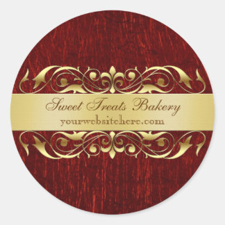 Rood Metallic Scroll Cupcake Baking Label Sticker