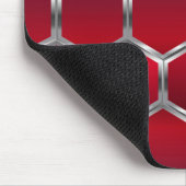 Rood & Metallic Zilveren Octagons Patroon Muismat (Hoek)