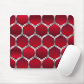 Rood & Metallic Zilveren Octagons Patroon Muismat (Met muis)
