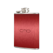 Rood metallisch geborsteld aluminium blik heupfles (Links)