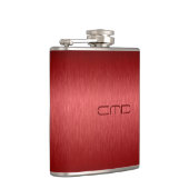 Rood metallisch geborsteld aluminium blik heupfles (Rechts)