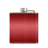 Rood metallisch geborsteld aluminium blik heupfles (Achterkant)