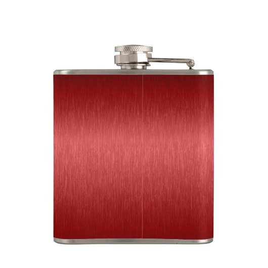 Rood metallisch geborsteld aluminium blik heupfles (Achterkant)