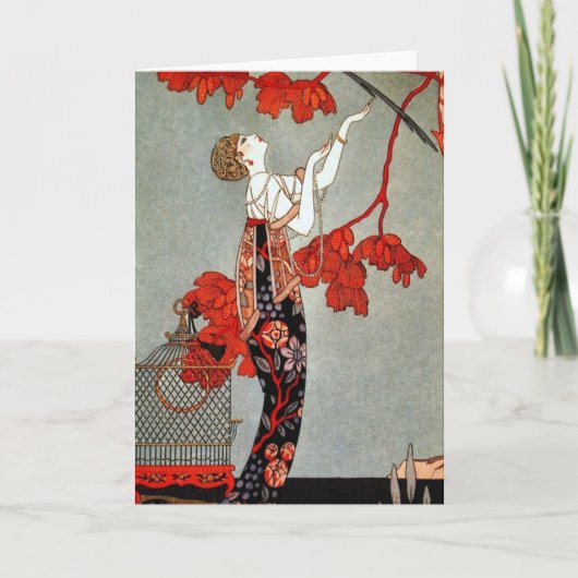 Rood Mevrouw het Ontwerp van het Art deco Kaart (Voorkant)