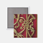 Rood middeleeuws papier en gouden handtas magneet (Voorkant / Achterkant)