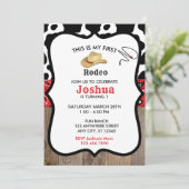 Rood Mijn eerste Rodeo Cowboy Western Verjaardag Kaart (Staand voorkant)