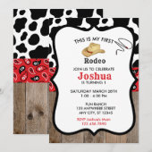 Rood Mijn eerste Rodeo Cowboy Western Verjaardag Kaart (Voorkant / Achterkant)