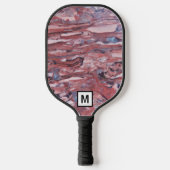 Rood Mineraal Abstract Patroon met Initiaal Pickleball Paddle (Voorkant)
