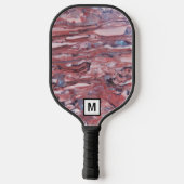Rood Mineraal Abstract Patroon met Initiaal Pickleball Paddle (Achterkant)
