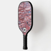 Rood Mineraal Abstract Patroon met Initiaal Pickleball Paddle (Links)