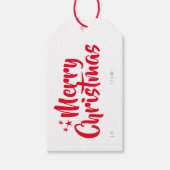 Rood Minimaal Schattige Lettertype Vrolijk Kerstfe Cadeaulabel (Voorkant)