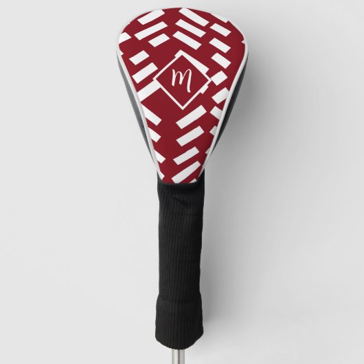 Rood minimalistisch diagonaal gestreept patroon, m golfheadcover (Voorkant)
