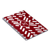 Rood minimalistisch diagonaal gestreept patroon, m notitieboek (Rechterzijde)