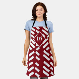 Rood minimalistisch diagonaal gestreept patroon, m schort