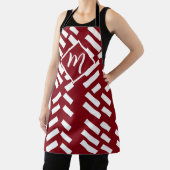 Rood minimalistisch diagonaal gestreept patroon, m schort (Insitu)