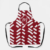 Rood minimalistisch diagonaal gestreept patroon, m schort (Voorkant)