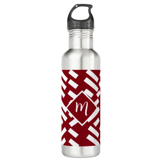 Rood minimalistisch diagonaal gestreept patroon, m waterfles  (Voorkant)