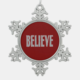 Rood minimalistisch geloof tin sneeuwvlok ornament