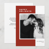 Rood minimalistisch kleurenblok Prettige feestdage Feestdagenkaart (Voorkant / Achterkant)