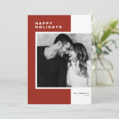 Rood minimalistisch kleurenblok Prettige feestdage Feestdagenkaart (Staand voorkant)