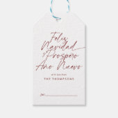 Rood minimalistisch modern script Feliz Navidad Cadeaulabel (Voorkant)