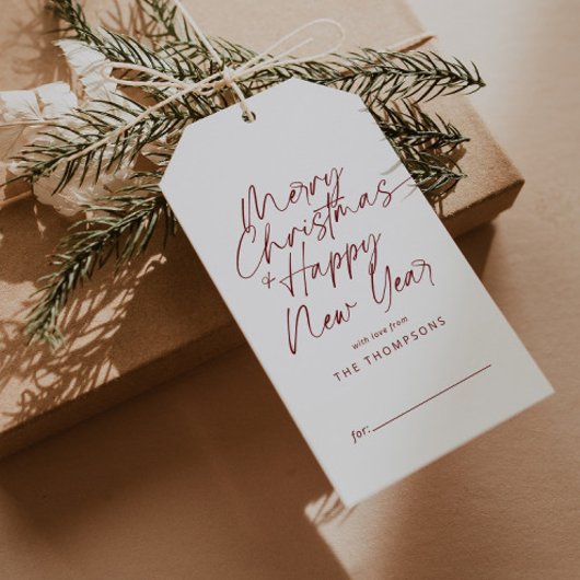 Rood minimalistisch modern script Vrolijk kerstfee Cadeaulabel