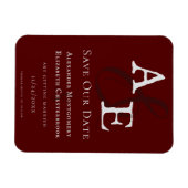 Rood minimalistisch monogram Bewaar de datum Magneet (Horizontaal)