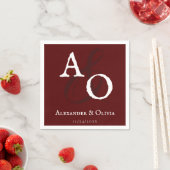 Rood minimalistisch monogram bruiloft servet (Insitu)