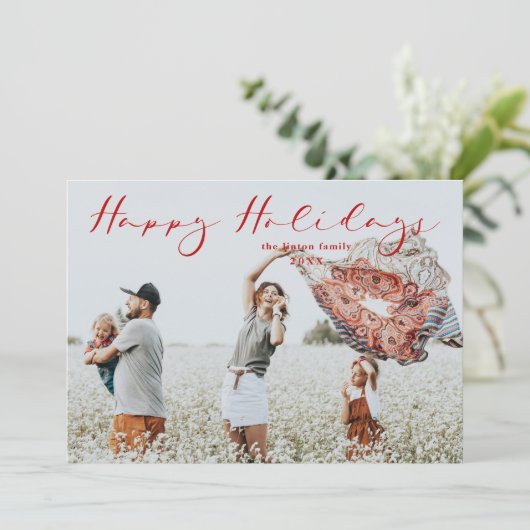 Rood minimalistisch Prettige feestdagen modern scr (Staand voorkant)