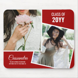 Rood minimalistisch twee foto Afstuderen Afstudere Muismat