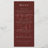 Rood minimalistisch vet type bruiloft menu (Voorkant)