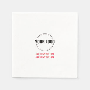 Rood   Minimalistisch vierkant met eigen logo en t Servet