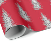  rood minimalistische sparren vrolijk kerstfeest cadeaupapier (Rol Hoek)