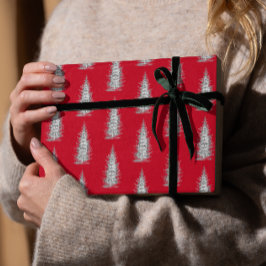  rood minimalistische sparren vrolijk kerstfeest cadeaupapier